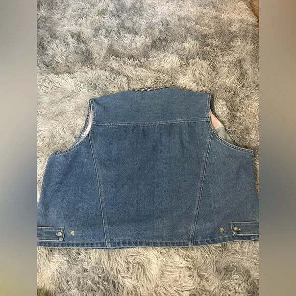 Vintage Quizz Woman Jeans Denim Vest USA American Flag Stars & Stripes 90s - Picture 2 of 5